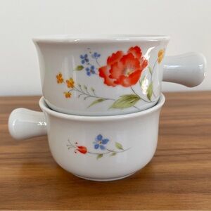 VINTAGE Set of 2 Hearthside Bake N' Serve Ramekin 10 oz Poppy Floral Made Japan